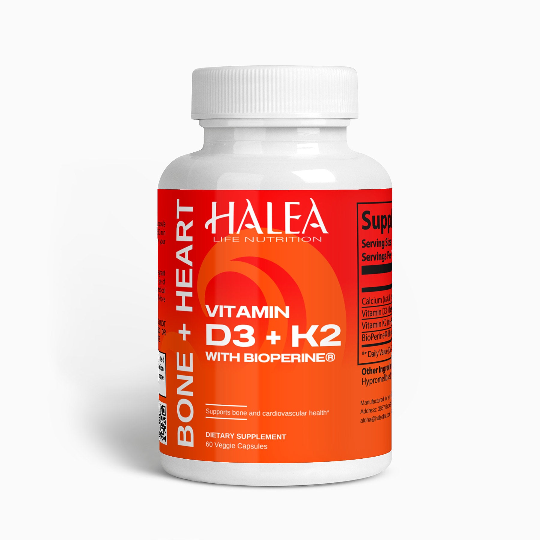 Halea Life Nutrition Vitamin D3 & K2 Capsules with BioPerine®